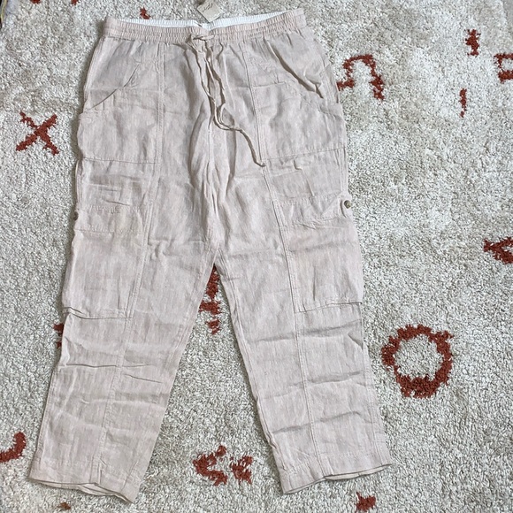 NWT- Free People- Feelin Good Linen Utility Pant- Sz XL- Natural/Oat- TWF - Picture 3 of 16